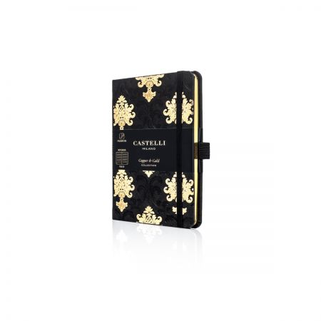 Baroque Pocket Ivory Notebook - Black & Gold