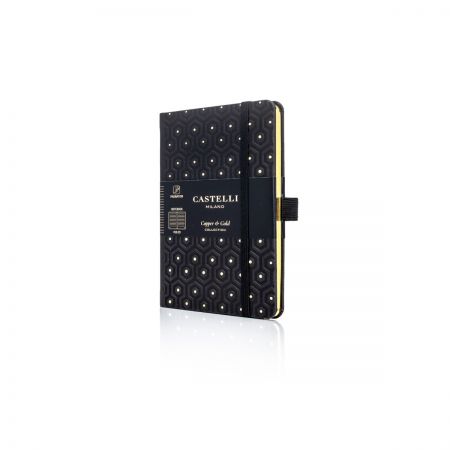 Honeycomb Pocket Ivory Notebook - Black & Gold
