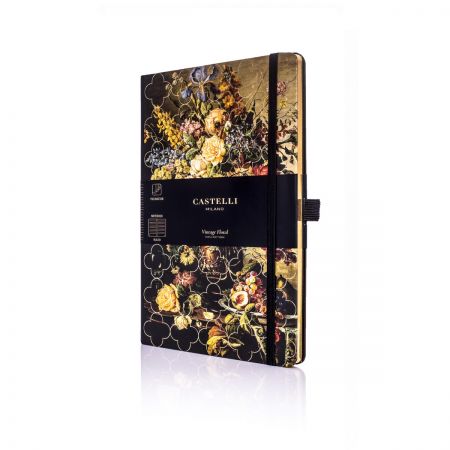 Vintage Floral Ivory Medium Notebook - Rose